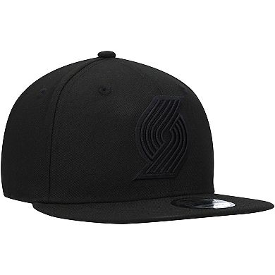 Men's New Era Portland Trail Blazers Black On Black 9FIFTY Snapback Hat