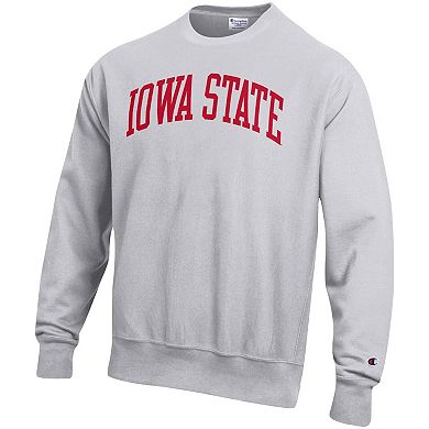 Men's Champion Heathered Gray Iowa State Cyclones Arch Reverse Weave Pullover Sweatshirt