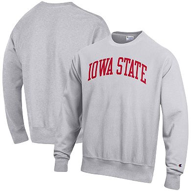 Men's Champion Heathered Gray Iowa State Cyclones Arch Reverse Weave Pullover Sweatshirt