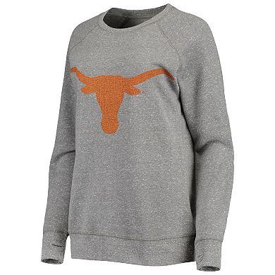 Women's Pressbox Heathered Gray Texas Longhorns Big Logo Knobi Fleece Raglan Pullover Sweatshirt