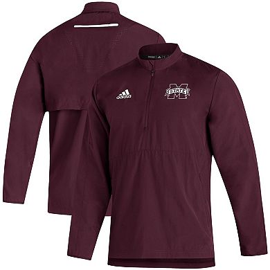Men's adidas Maroon Mississippi State Bulldogs 2021 Sideline AEROREADY Quarter-Zip Jacket