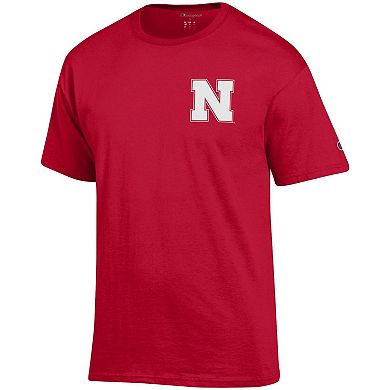 Men's Champion Scarlet Nebraska Huskers Stack 2-Hit T-Shirt