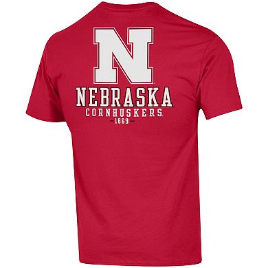 Men's Champion Scarlet Nebraska Huskers Stack 2-Hit T-Shirt