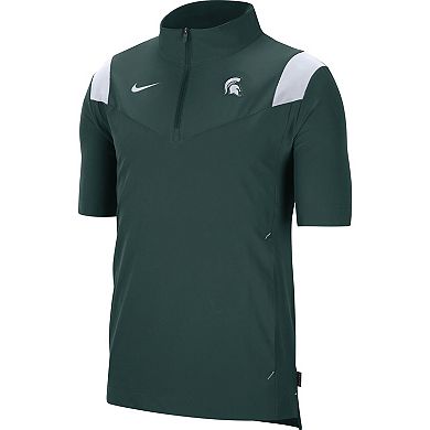 Men's Nike Green Michigan State Spartans 2021 Coaches Short Sleeve Quarter-Zip Jacket