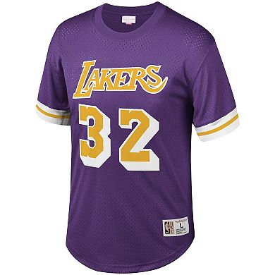 Men's Mitchell & Ness Magic Johnson Purple Los Angeles Lakers Mesh T-Shirt