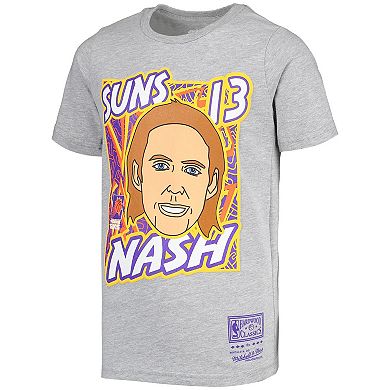 Youth Mitchell & Ness Steve Nash Gray Phoenix Suns Hardwood Classics King of the Court Player T-Shirt