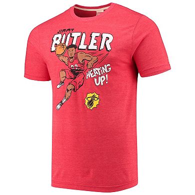 Men's Homage Jimmy Butler Red Miami Heat Comic Book Player Tri-Blend T-Shirt