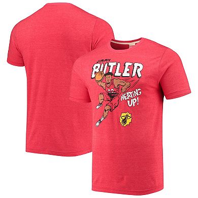 Men's Homage Jimmy Butler Red Miami Heat Comic Book Player Tri-Blend T-Shirt