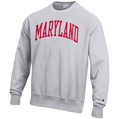 Men's Champion Heathered Gray Maryland Terrapins Arch Reverse Weave Pullover Sweatshirt
