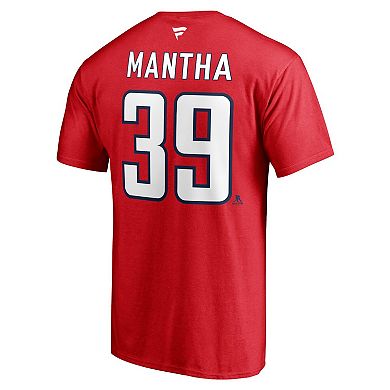 Men's Fanatics Branded Anthony Mantha Red Washington Capitals Authentic Stack Name & Number T-Shirt