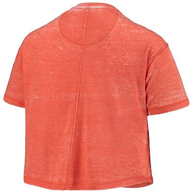 Women's Pressbox Orange Clemson Tigers Edith Vintage Burnout Crop T-Shirt