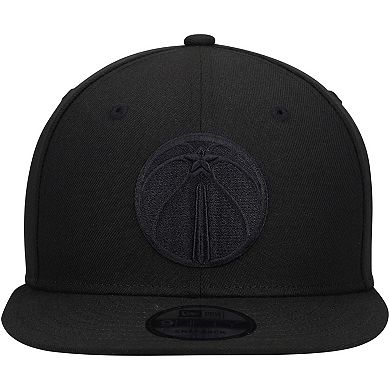 Men's New Era Washington Wizards Black On Black 9FIFTY Snapback Hat