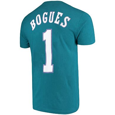 Men's Mitchell & Ness Muggsy Bogues Teal Charlotte Hornets Hardwood Classics Name & Number Player T-Shirt