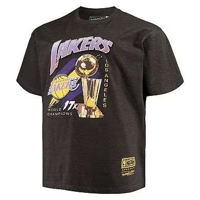 Men's Mitchell & Ness Heathered Charcoal Los Angeles Lakers Big & Tall 17x Trophy T-Shirt