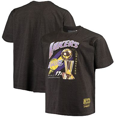 Men's Mitchell & Ness Heathered Charcoal Los Angeles Lakers Big & Tall 17x Trophy T-Shirt