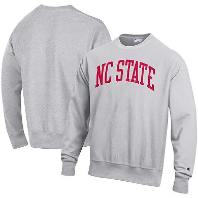 Men's Champion Heathered Gray NC State Wolfpack Arch Reverse Weave Pullover Sweatshirt