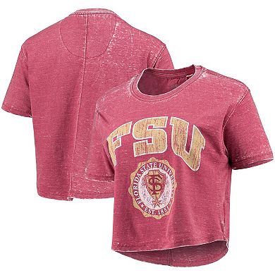 Women's Pressbox Garnet Florida State Seminoles Edith Vintage Burnout Crop T-Shirt