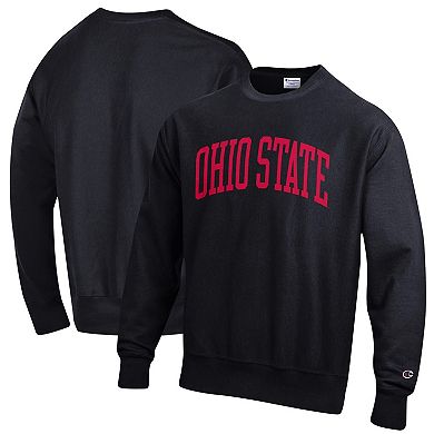 Men's Champion Black Ohio State Buckeyes Arch Reverse Weave Pullover Sweatshirt