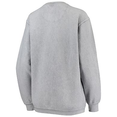 Women's Pressbox Gray Michigan State Spartans Comfy Cord Vintage Wash Basic Arch Pullover Sweatshirt