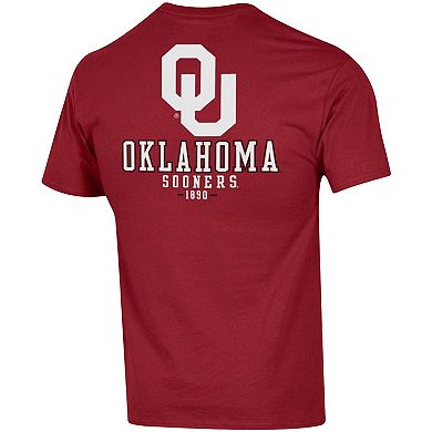 Men's Champion Crimson Oklahoma Sooners Stack 2-Hit T-Shirt