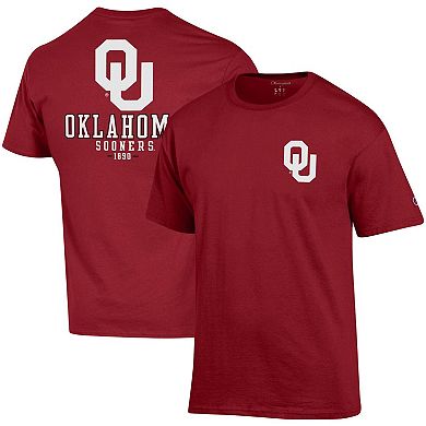 Men's Champion Crimson Oklahoma Sooners Stack 2-Hit T-Shirt