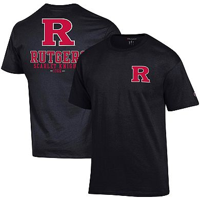 Men's Champion Black Rutgers Scarlet Knights Stack 2-Hit T-Shirt