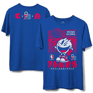 Men's Junk Food Royal Philadelphia 76ers NBA x Pac Man High Score T-Shirt