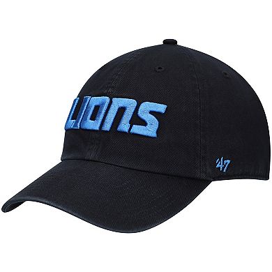 Men's '47 Black Detroit Lions Clean Up Script Adjustable Hat