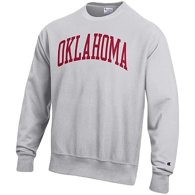 Men's Champion Heathered Gray Oklahoma Sooners Arch Reverse Weave Pullover Sweatshirt