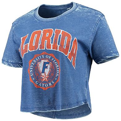 Women's Pressbox Royal Florida Gators Edith Vintage Burnout Crop T-Shirt