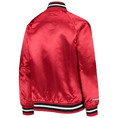 Youth Mitchell & Ness Red Chicago Bulls Hardwood Classics Satin Raglan Full-Snap Jacket