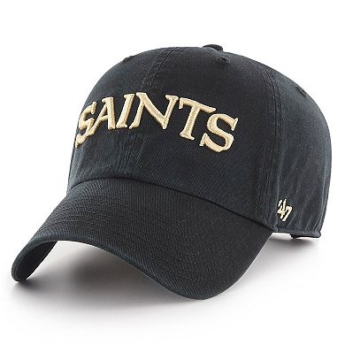 Men's '47 Black New Orleans Saints Clean Up Script Adjustable Hat