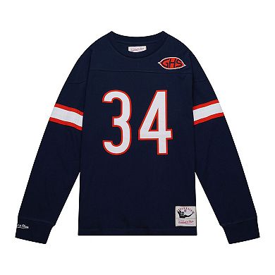Men's Mitchell & Ness Walter Payton Navy Chicago Bears Throwback Retired Player Name & Number Long Sleeve Top