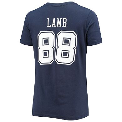 Women's Fanatics Branded CeeDee Lamb Navy Dallas Cowboys Player Icon Name & Number V-Neck T-Shirt
