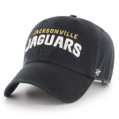 Men's '47 Black Jacksonville Jaguars Clean Up Script Adjustable Hat