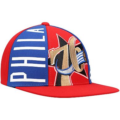 Men's Mitchell & Ness Red Philadelphia 76ers Hardwood Classics Big Face Callout Snapback Hat