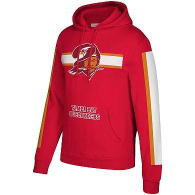 Men's Mitchell & Ness Red Tampa Bay Buccaneers Three Stripe Pullover Hoodie