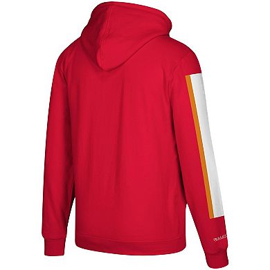 Men's Mitchell & Ness Red Tampa Bay Buccaneers Three Stripe Pullover Hoodie