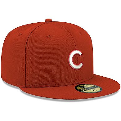 Men's New Era Red Chicago Cubs White Logo 59FIFTY Fitted Hat