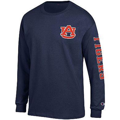 Men's Champion Navy Auburn Tigers Team Stack Long Sleeve T-Shirt