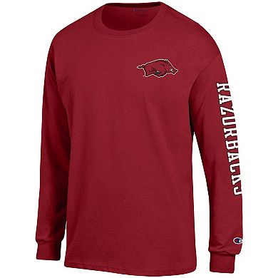 Men's Champion Cardinal Arkansas Razorbacks Team Stack Long Sleeve T-Shirt