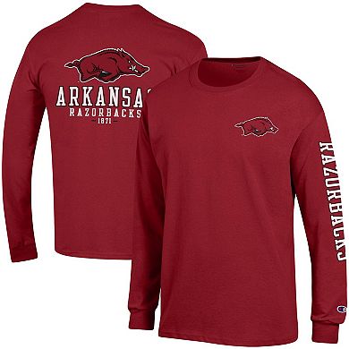 Men's Champion Cardinal Arkansas Razorbacks Team Stack Long Sleeve T-Shirt