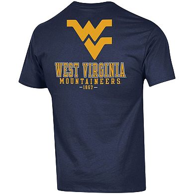 Men's Champion Navy West Virginia Mountaineers Stack 2-Hit T-Shirt