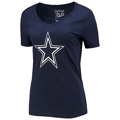 Women's Fanatics Branded Dak Prescott Navy Dallas Cowboys Player Icon Name & Number V-Neck T-Shirt