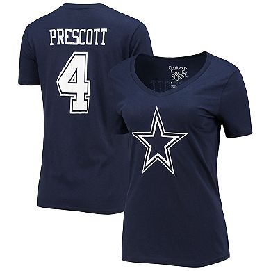 Women's Fanatics Branded Dak Prescott Navy Dallas Cowboys Player Icon Name & Number V-Neck T-Shirt