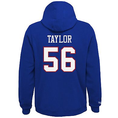 Youth Mitchell & Ness Lawrence Taylor Royal New York Giants Retired Player Name & Number Fleece Pullover Hoodie