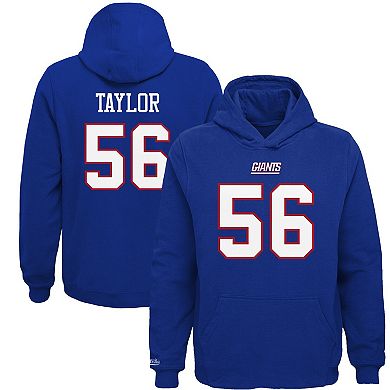 Youth Mitchell & Ness Lawrence Taylor Royal New York Giants Retired Player Name & Number Fleece Pullover Hoodie