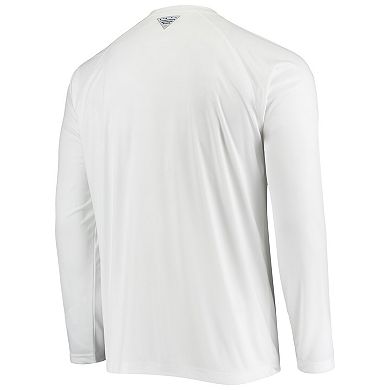 Men's Columbia White Washington Nationals Americana Terminal Tackle Omni-Shade Raglan Long Sleeve T-Shirt