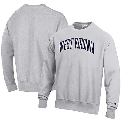 Men's Champion Heathered Gray West Virginia Mountaineers Arch Reverse Weave Pullover Sweatshirt