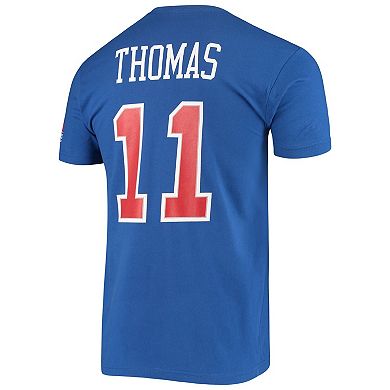 Men's Mitchell & Ness Isiah Thomas Blue Detroit Pistons Hardwood Classics Stitch Name & Number T-Shirt